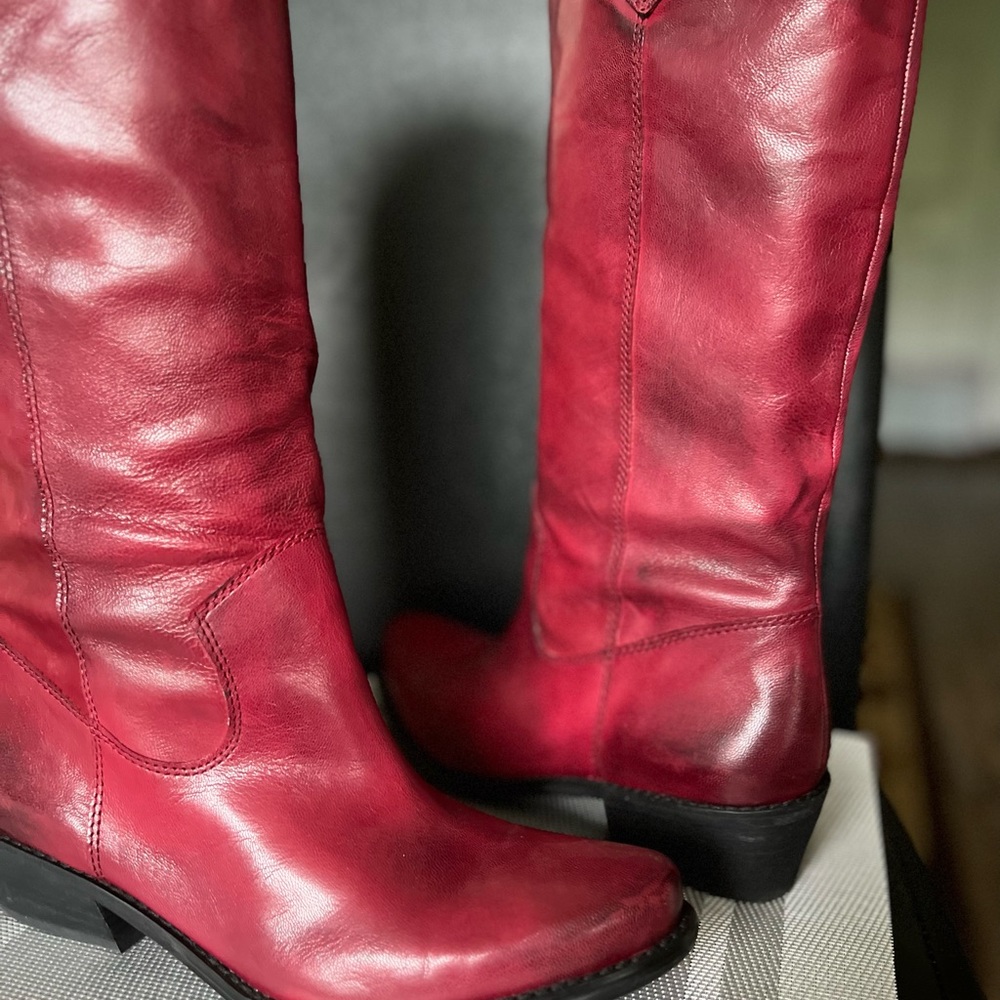 FRANCO SARTO WALINDA NWOT AUTHENTIC OXBLOOD RED SOFT LEATHER WESTERN BOOTS - Picture 10 of 16